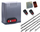 Σετ μοτέρ συρόμενης πόρτας DKC500 με 2 τηλεχειριστήρια, 6m μεταλλική κρεμαγιέρα και φωτοκύτταρα με ανακλαστήρα