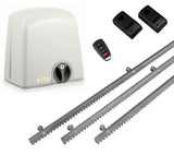 Σετ μοτέρ συρόμενης πόρτας PROTECO STRIKE-5 με 1 τηλεχειριστήριο, 3m μεταλλική κρεμαγιέρα και φωτοκύτταρα ενσύρματα