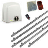 Σετ μοτέρ συρόμενης πόρτας PROTECO STRIKE-5 με 1 τηλεχειριστήριο, 5m μεταλλική κρεμαγιέρα και φωτοκύτταρα με ανακλαστήρα