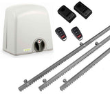 Σετ μοτέρ συρόμενης πόρτας PROTECO STRIKE-5 με 2 τηλεχειριστήρια, 3m μεταλλική κρεμαγιέρα και φωτοκύτταρα ενσύρματα