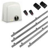 Σετ μοτέρ συρόμενης πόρτας PROTECO STRIKE-5 με 2 τηλεχειριστήρια, 5m μεταλλική κρεμαγιέρα και φωτοκύτταρα ενσύρματα