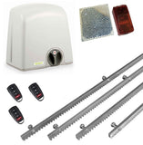 Σετ μοτέρ συρόμενης πόρτας PROTECO STRIKE-5 με 3 τηλεχειριστήρια, 4m μεταλλική κρεμαγιέρα και φωτοκύτταρα με ανακλαστήρα