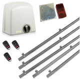 Σετ μοτέρ συρόμενης πόρτας PROTECO STRIKE-5 με 3 τηλεχειριστήρια, 5m μεταλλική κρεμαγιέρα και φωτοκύτταρα με ανακλαστήρα