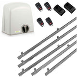 Σετ μοτέρ συρόμενης πόρτας PROTECO STRIKE-5 με 4 τηλεχειριστήρια, 5m μεταλλική κρεμαγιέρα και φωτοκύτταρα ενσύρματα