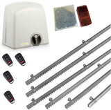 Σετ μοτέρ συρόμενης πόρτας PROTECO STRIKE-5 με 4 τηλεχειριστήρια, 6m μεταλλική κρεμαγιέρα και φωτοκύτταρα με ανακλαστήρα