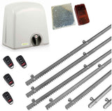 Σετ μοτέρ συρόμενης πόρτας PROTECO STRIKE-5 με 4 τηλεχειριστήρια, 7m μεταλλική κρεμαγιέρα και φωτοκύτταρα με ανακλαστήρα