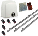 Σετ μοτέρ συρόμενης πόρτας PROTECO STRIKE-5 με 5 τηλεχειριστήρια, 3m μεταλλική κρεμαγιέρα και φωτοκύτταρα με ανακλαστήρα