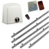 Σετ μοτέρ συρόμενης πόρτας PROTECO STRIKE-8 με 1 τηλεχειριστήριο, 5m μεταλλική κρεμαγιέρα και φωτοκύτταρα με ανακλαστήρα