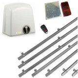 Σετ μοτέρ συρόμενης πόρτας PROTECO STRIKE-8 με 1 τηλεχειριστήριο, 7m μεταλλική κρεμαγιέρα και φωτοκύτταρα με ανακλαστήρα