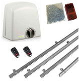 Σετ μοτέρ συρόμενης πόρτας PROTECO STRIKE-8 με 2 τηλεχειριστήρια, 4m μεταλλική κρεμαγιέρα και φωτοκύτταρα με ανακλαστήρα