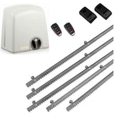 Σετ μοτέρ συρόμενης πόρτας PROTECO STRIKE-8 με 2 τηλεχειριστήρια, 5m μεταλλική κρεμαγιέρα και φωτοκύτταρα ενσύρματα