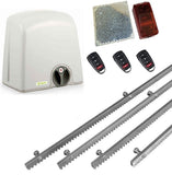 Σετ μοτέρ συρόμενης πόρτας PROTECO STRIKE-8 με 3 τηλεχειριστήρια, 4m μεταλλική κρεμαγιέρα και φωτοκύτταρα με ανακλαστήρα