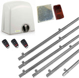 Σετ μοτέρ συρόμενης πόρτας PROTECO STRIKE-8 με 3 τηλεχειριστήρια, 6m μεταλλική κρεμαγιέρα και φωτοκύτταρα με ανακλαστήρα