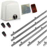 Σετ μοτέρ συρόμενης πόρτας PROTECO STRIKE-8 με 3 τηλεχειριστήρια, 7m μεταλλική κρεμαγιέρα και φωτοκύτταρα με ανακλαστήρα