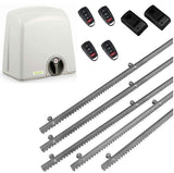 Σετ μοτέρ συρόμενης πόρτας PROTECO STRIKE-8 με 4 τηλεχειριστήρια, 5m μεταλλική κρεμαγιέρα και φωτοκύτταρα ενσύρματα