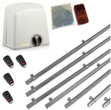 Σετ μοτέρ συρόμενης πόρτας PROTECO STRIKE-8 με 4 τηλεχειριστήρια, 7m μεταλλική κρεμαγιέρα και φωτοκύτταρα με ανακλαστήρα