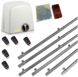 Σετ μοτέρ συρόμενης πόρτας PROTECO STRIKE-8 με 5 τηλεχειριστήρια, 6m μεταλλική κρεμαγιέρα και φωτοκύτταρα με ανακλαστήρα