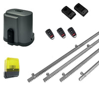 Σετ μηχανισμού συρόμενης πόρτας με μεταλλική κρεμαγιέρα, φωτοκύτταρα, τηλεχειριστήρια και φανό RIB K500 (Kit-Complete S)