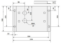 διαστάσεις τοποθέτησης βάσης μηχανισμού συρόμενης πόρτας VDS Simply SL600   